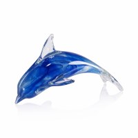 10" Blue and Clear Glass Dolphin