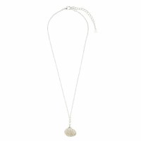 16" Silver Natural Shell and Pearl Necklace