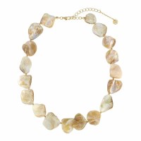 15" Gold Natural Mother of Pearl Necklace