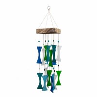 16" Blue Green and White Glass Wind Chime