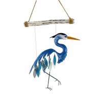 24" Blue Heron Glass and Metal Wind Chime