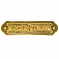 2" x 9" Brass "Beach House" Metal Plaque