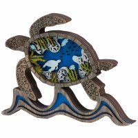 4.5" Multi Color 3D Wood Turtle