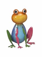 10" Blue Body and Multicolor Metal Frog Figurine