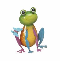 10" Yellow Body and Multicolor Metal Frog Figurine