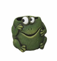 6" Green Cement Frog Pot