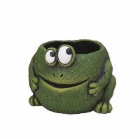 5" Green Cement Frog Pot