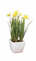 9" Faux Daffodil in a White Pot