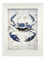 18" x 14" Happy Crabby Gel Textured Coastal Print in White Frame