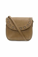 7" x 9" Camel Daisy Flap Crossbody Purse