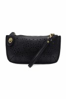 6" x 9" Black Cut Eyelet Crossbody Wristlet