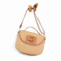 13" Natural Straw Zip Top Hobo Bag