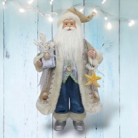 18" Blue and Tan Coastal Santa With Starfish