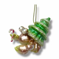 3" Hermit Crab With Candy Cane Ornament
