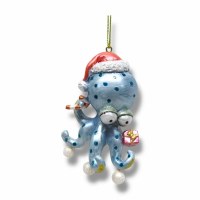 3" Blue Octopus With Hat Ornament