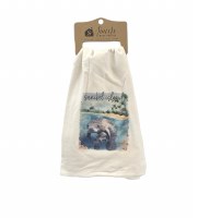 29" Sq "Sanibel Island" Manatee With Baby Kitchen Towel