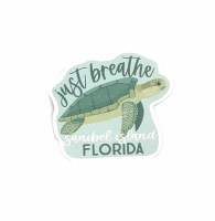 3" "Sanibel Island Florida Just Breathe" Sea Turtle Sticker