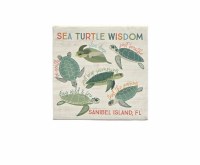 5" Sq  "Sanibel Island, FL Sea Turtle Wisdom" Wood Plaque