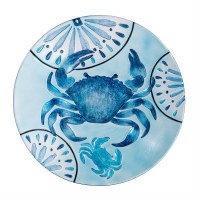 18" Round Blue Crab Glass Bowl