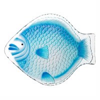 18" Blue Fish Shape Glass Bowl