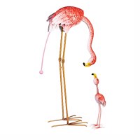 Set of Two Mom & Baby Flamingo Garden Statue