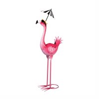 26" Pink Flamingo With Umbrella Garden Statue