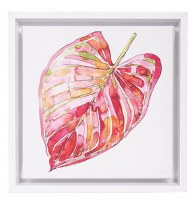8" Sq Pink Leaf Framed Canvas