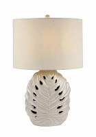 30" Beige Tropical Leave Ceramic Table Lamp