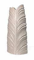 17" Beige Tropical Leaf Ceramic Vase