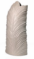 22" Beige Tropical Leaf Ceramic Vase