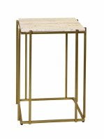 16" Sq White Marble Gold Leg End Table