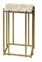 13" Sq White Marble Gold Leg End Table