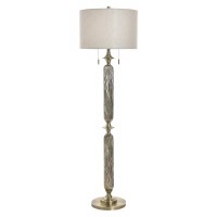 62" Antique Silver and Brass Double Pull Floor Lamp