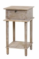 14" Whitewash Light Brown One Drawer and One Shelf End Table