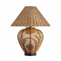 27" Brown Rattan Base and Shade Table Lamp