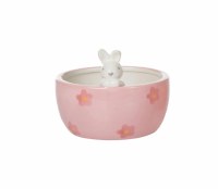 3" Pink Ceramic Bowl With Peeking Bunny