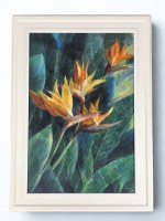 43" x 31" Birds of Paradise 1 Gel Textured Framed Print