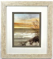 24" x 21" Sea Oats on Left Coastal Print Framed Under Glass