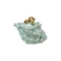 4" Green Shell Ceramic Sugar Bowl