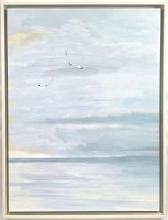 43" x 33" Two Seagulls Framed Coastal Canvas