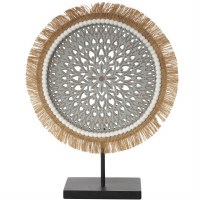 18" Gray Medallion Jute Sculpture