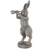 22" Gray Rabbit With Telescope Resin Sculpture