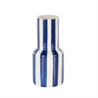 11" Navy and White Stripe Ceramic Vase