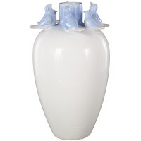 15" Blue Birds On White Vase