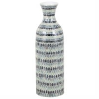 26" Two-toned Blue Mother of Pearl Mosaic Vase