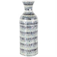 20" Two-tone Blue Mother of Pearl Mosaic Vase