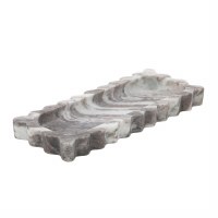5" x 12" Gray Marble Scallop Edge Tray