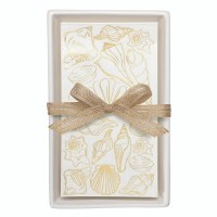 8" x 4" Gold Shell Guest Towels With Holder