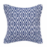 18" Sq Navy and White Diamond Decorative Indoor/Outdoor Pillow