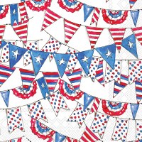5" Sq Red and Blue "About To See Stars And Stripes" Beverage Napkins